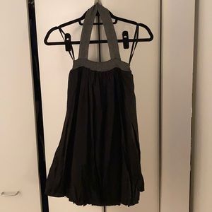 Black mini bubble dress with silver halter